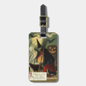 Vintage Halloween-Stirring Magic Cauldron Gepäckanhänger (Vorderseite vertikal)