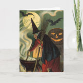 Vintage Halloween-Stirring Magic Cauldron Karte (Vorderseite)