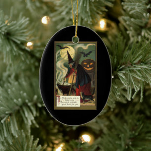 Vintage Halloween-Stirring Magic Cauldron Keramikornament