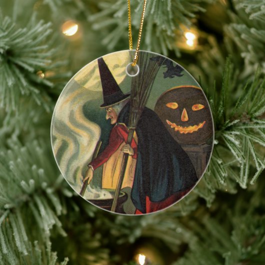 Vintage Halloween-Stirring Magic Cauldron Keramikornament (Baum)