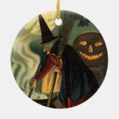 Vintage Halloween-Stirring Magic Cauldron Keramikornament (Hinten)
