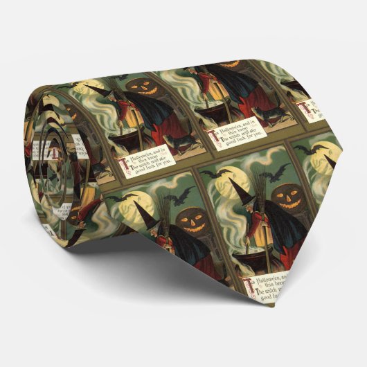 Vintage Halloween-Stirring Magic Cauldron Krawatte (Gerollt)