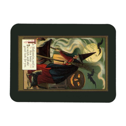Vintage Halloween-Stirring Magic Cauldron Magnet (Horizontal)