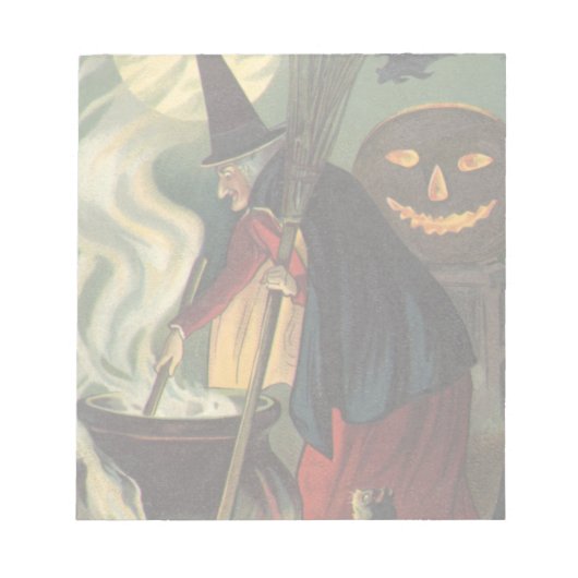Vintage Halloween-Stirring Magic Cauldron Notizblock (Vorderseite)