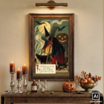 Vintage Halloween-Stirring Magic Cauldron