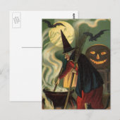 Vintage Halloween-Stirring Magic Cauldron Postkarte (Vorne/Hinten)