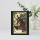 Vintage Halloween-Stirring Magic Cauldron Postkarte (Stehend Vorderseite)