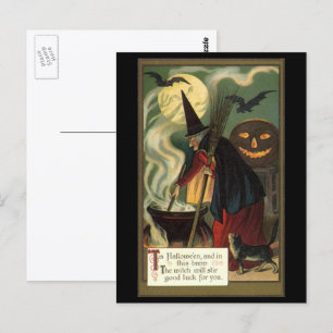 Vintage Halloween-Stirring Magic Cauldron Postkarte