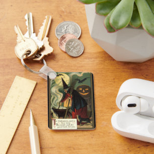 Vintage Halloween-Stirring Magic Cauldron Schlüsselanhänger