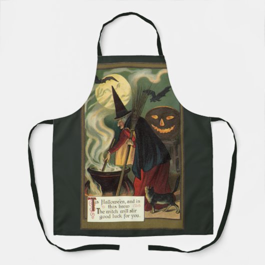 Vintage Halloween-Stirring Magic Cauldron Schürze (Vorderseite)