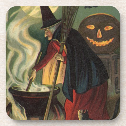 Vintage Halloween-Stirring Magic Cauldron Untersetzer (Vorderseite)
