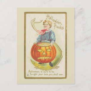 Vintage Halloween-Streiche Postkarte