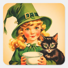 Vintage Halloween-Süsse Nr. 7 Quadratischer Aufkleber