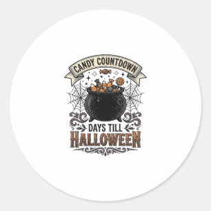 Vintage-Halloween-Süßigkeiten-Countdown-Shirt-Desi Runder Aufkleber