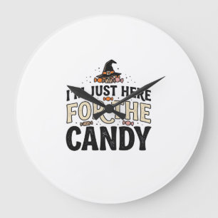 Vintage-Halloween-Süßigkeiten-Hexenhut-Shirt-Desig Große Wanduhr