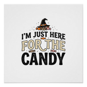 Vintage-Halloween-Süßigkeiten-Hexenhut-Shirt-Desig Poster