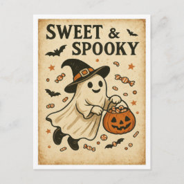 Vintage Halloween Sweet & Spooky Postkarte