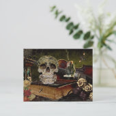 Vintage Halloween-Szene Decoupage Skull Ephemera Postkarte (Stehend Vorderseite)