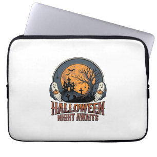 Vintage-Halloween-Szene graviertes Mond-Geist-Shir Laptopschutzhülle