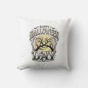 Vintage-Halloween-Tag-Mond-Baum-Ast-Shirt-Design Kissen