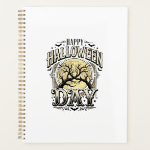 Vintage-Halloween-Tag-Mond-Baum-Ast-Shirt-Design Planer