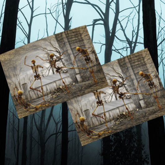 Vintage Halloween-Tanzskelette Postkarte