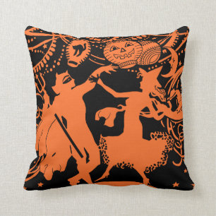 Vintage-Halloween-Teufel-Hexen-Tanz Kissen