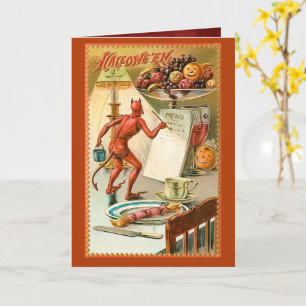 Vintage-Halloween-Teufels-Menü-Grußkarte Karte