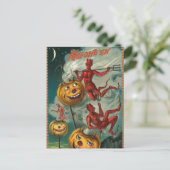 Vintage Halloween-Teufelsausladung Postkarte (Stehend Vorderseite)