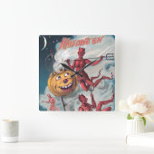 Vintage Halloween-Teufelswand Quadratische Wanduhr (Zuhause)