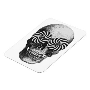 Vintage-Halloween-Totenkopf psychedelische Augen Magnet