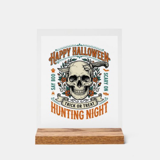 Vintage-Halloween-Totenkopf-Streich-oder-Überrasch Acrylschild (Vorderseite)