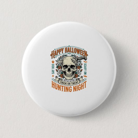 Vintage-Halloween-Totenkopf-Streich-oder-Überrasch Button (Vorderseite)