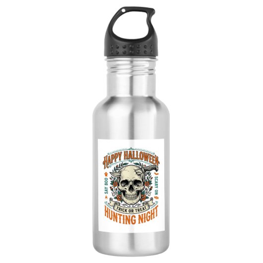 Vintage-Halloween-Totenkopf-Streich-oder-Überrasch Edelstahlflasche (Vorderseite)