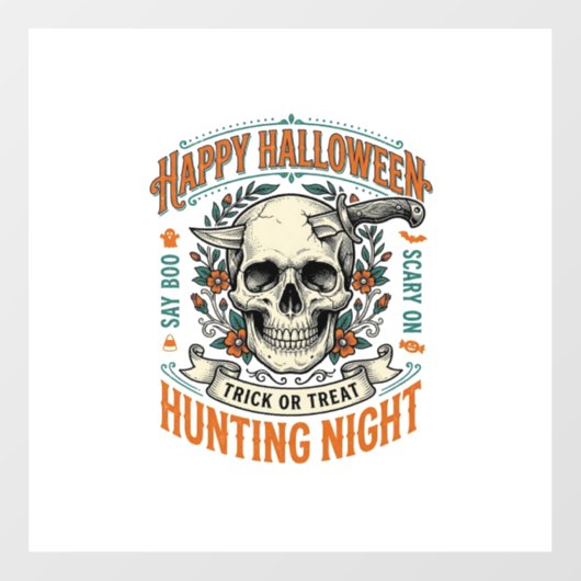 Vintage-Halloween-Totenkopf-Streich-oder-Überrasch Fensteraufkleber (Blatt)