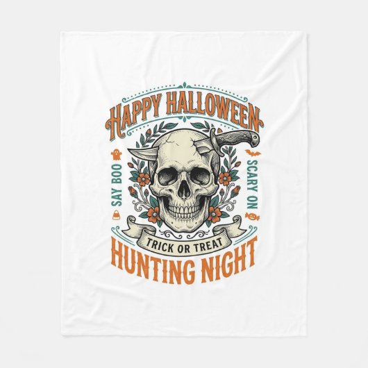 Vintage-Halloween-Totenkopf-Streich-oder-Überrasch Fleecedecke (Vorderseite)