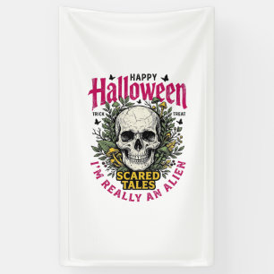 Vintage-Halloween-Totenschädel-Alien-Grafik für we Banner
