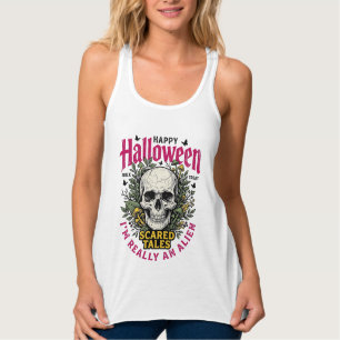 Vintage-Halloween-Totenschädel-Alien-Grafik für we Tank Top