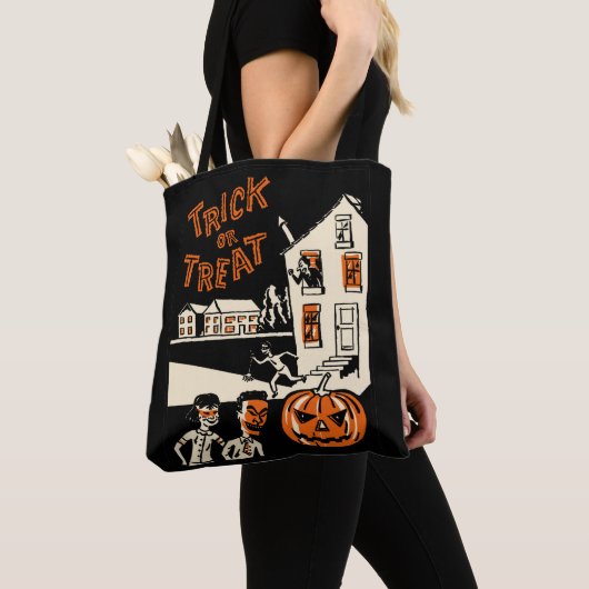 Vintage Halloween Trick oder Treat Bag Tasche (Von Nahem)