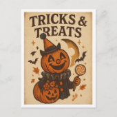Vintage Halloween Tricks and Treats Postkarte (Vorderseite)