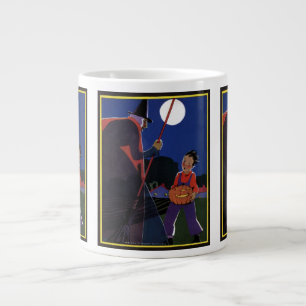 Vintage-Halloween, unheimliche Hexe mit Jungen Jumbo-Tasse
