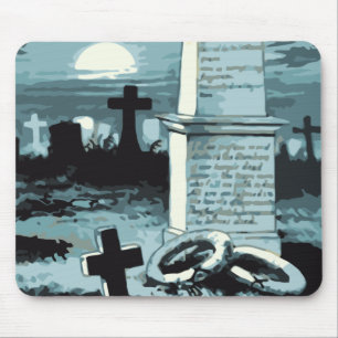 Vintage Halloween, unheimlicher Friedhof mit Gräbe Mousepad
