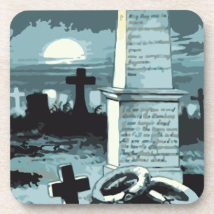 Vintage Halloween, unheimlicher Friedhof mit Gräbe Untersetzer