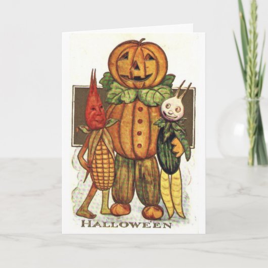 Vintage Halloween-Veggies Karte (Vorderseite)