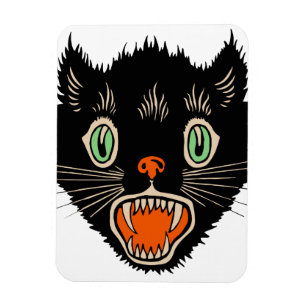 Vintage Halloween verängstigter schwarzer Kater Magnet