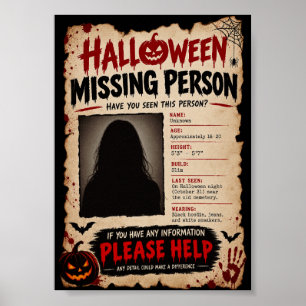 Vintage Halloween Vermisstenanzeige Poster