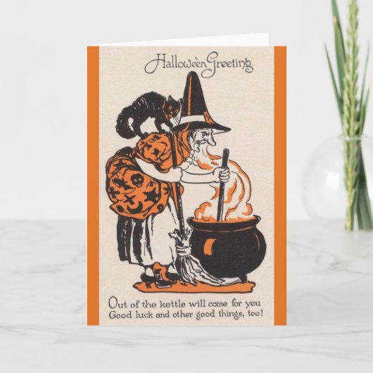 Vintage Halloween-Viel Glück-Brew-Grußkarte Karte (Vorderseite)