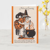 Vintage Halloween-Viel Glück-Brew-Grußkarte Karte (Gelbe Blume)