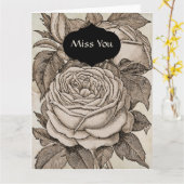 Vintage Halloween-Viktorianische Gotische Rose in Karte (Gelbe Blume)