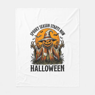 Vintage-Halloween-Vogelscheuche-Kürbis-Hexe-Shirt_ Fleecedecke